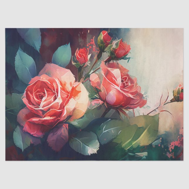 Decoupage Paper, Wrapping- Enchanted Rose Garden 3 Tissue Paper (Front)