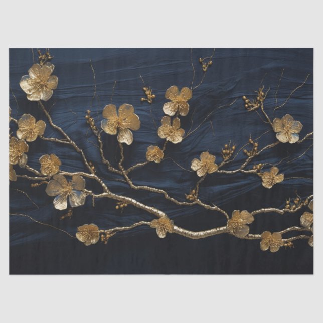 Decoupage paper, Wrapping Pape - Midnight Blooms 1 Tissue Paper (Front)