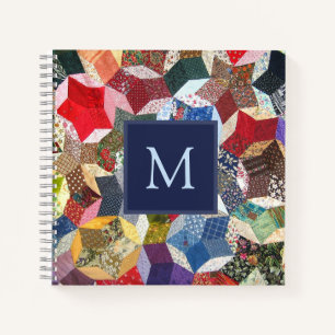 Decoupage Patchwork Stars Pattern Monogram Notebook
