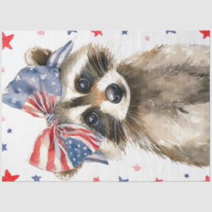 Decoupage Patriotic Raccoon Whimsical 4th July  Tissue Paper