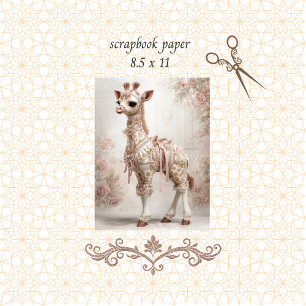 Decoupage Pink Victorian Giraffe Scrapbook Paper