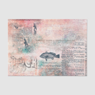 Decoupage Pink Vintage Antique Newspaper Tissue Paper
