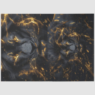 Decoupage Pitch Black Lion Set (Read Description)  Tissue Paper