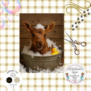 Decoupage Playful Moose Calf Bubble Bath  Tissue Paper