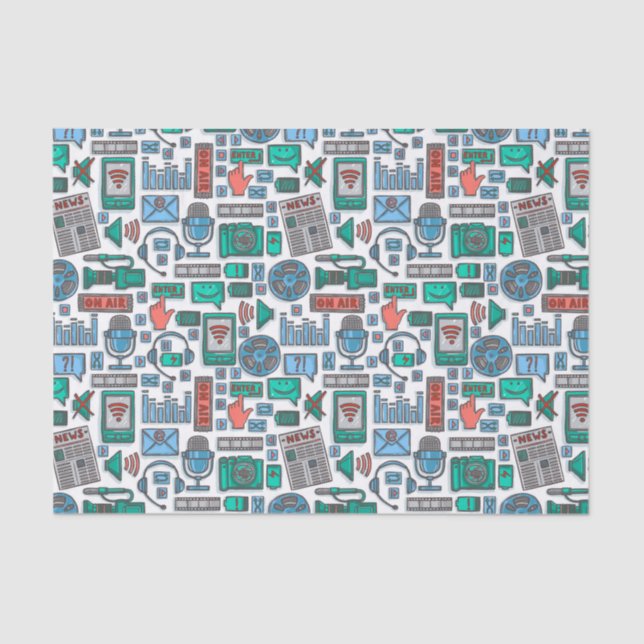 Decoupage Podcast Birthday Party Tissue Paper (Front)