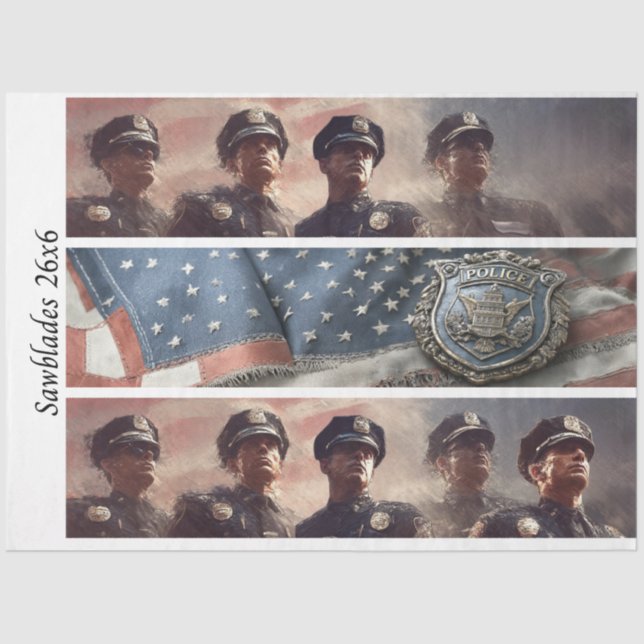 Decoupage Police Tribute Handsaws Tissue Paper (Front)