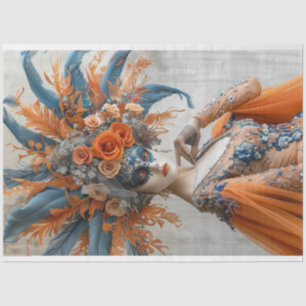 Decoupage Portrait of Mardi Gras Queen  Tissue Paper