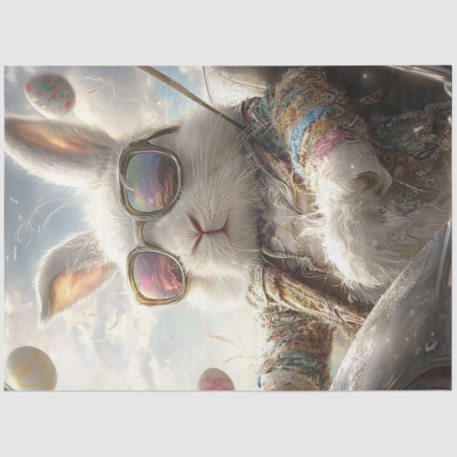 Decoupage Rabbit Dressed for Easter Egg Hunt  Tissue Paper (Front)