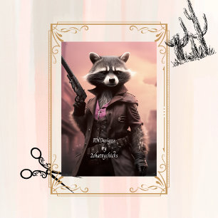 Decoupage Raccoon Sheriff in City Noir Pink Haze Tissue Paper