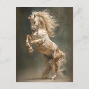 Decoupage Rearing Palomino Horse Postcard