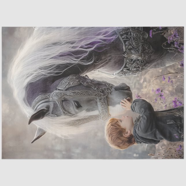 Decoupage Red Headed Boy & His Majestic Horse Tissue Paper (Front)