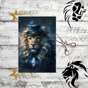 Decoupage Regal Lion Blue Suit Sophisticated  Tissue Paper