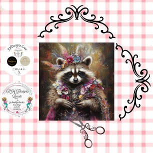 Decoupage Regal Racoon Princess in Pink  Tissue Paper