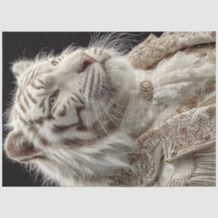 Decoupage Regal White Tiger Portrait Fantasy Nobel Tissue Paper