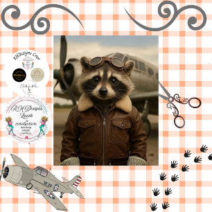 Decoupage Retro Aviation Racoon Leather Jacket Tissue Paper