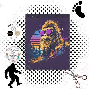 Decoupage Retro Sasquatch Bigfoot Purple Sunglasse Tissue Paper