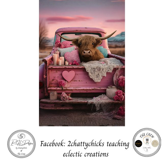 Decoupage Romantic Farmhouse Highland Truck  Tissue Paper (Creator Uploaded)