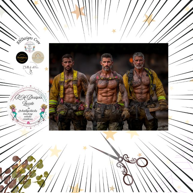 Decoupage Rugged Tattooed Firefighters Artwork Tissue Paper (Creator Uploaded)