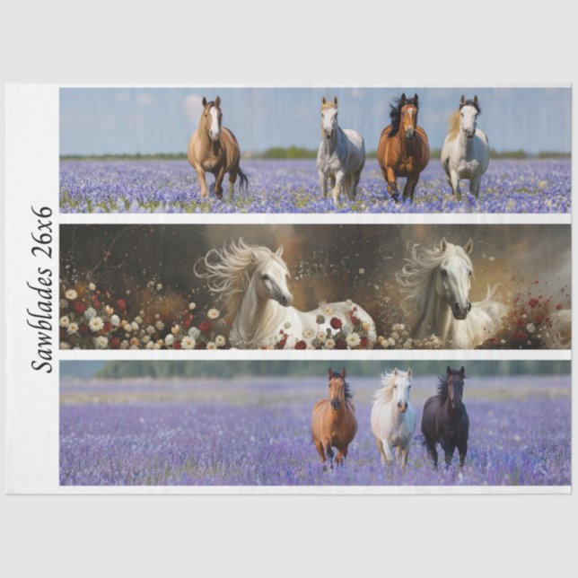 Decoupage Running Horses Rustic Wild Horse Handsaw Tissue Paper (Front)