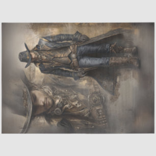 Decoupage Rustic Cowboy Dark Coat Photo in Photo Tissue Paper