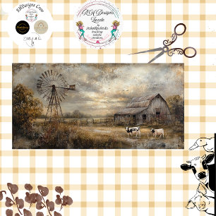 Decoupage Rustic Rural Scene Barn Windmill  Tissue Paper