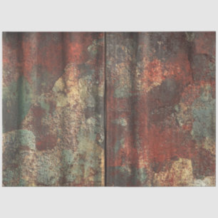 Decoupage Rusty Tin Weathered Metal Tissue Paper