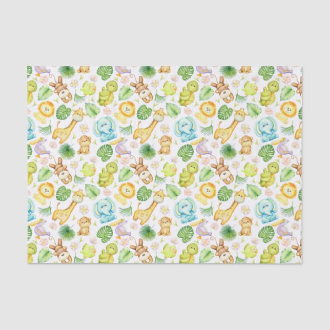 Decoupage Safari Animals Birthday Baby Shower Tissue Paper (Front)