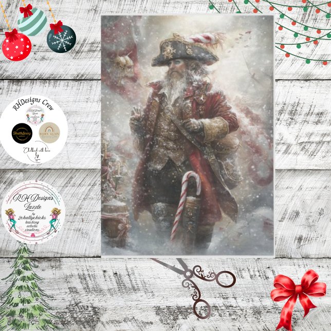 Decoupage Santa Claus Steampunk Pirate  Tissue Paper (Creator Uploaded)