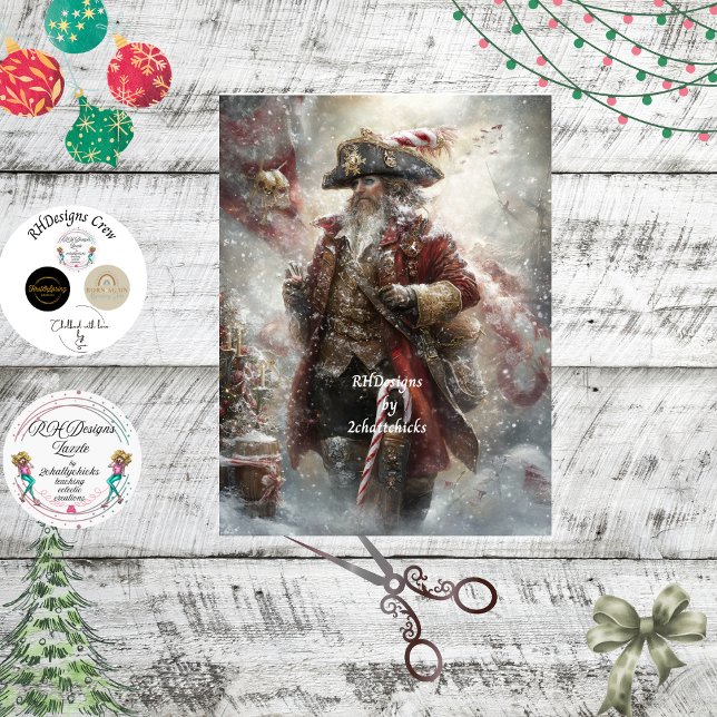 Decoupage Santa Claus Steampunk Pirate  Tissue Paper (Creator Uploaded)