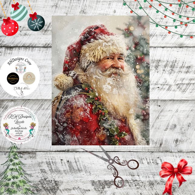 Decoupage Santa Claus Winter Portrait  Tissue Paper (Creator Uploaded)