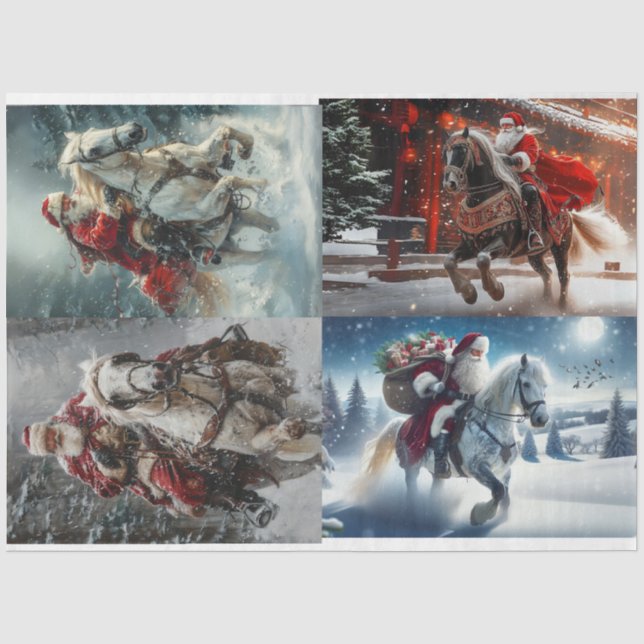 Decoupage Santa Horse's Galore Tissue Paper (Front)