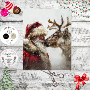 Decoupage Santa & Rudolph Christmas Bond Tissue Paper