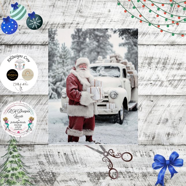 Decoupage Santa Snowy White Winter Wonderland  Tissue Paper (Creator Uploaded)