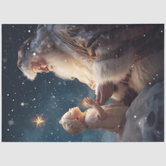 Decoupage Santa Telling Grandchild About Jesus  Tissue Paper (Front)
