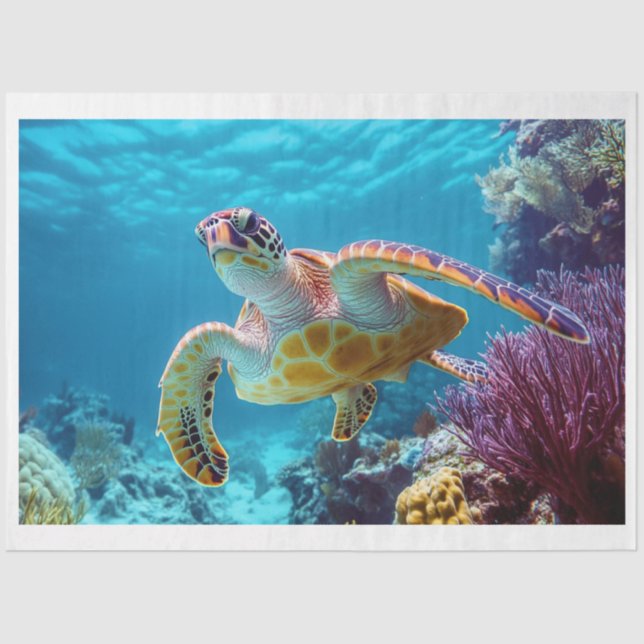 Decoupage Sea Turtle Digital Art for Furniture  Tissue Paper (Front)