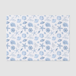 Decoupage Seashells Blue Watercolor Tissue Paper