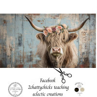 Decoupage Shaggy Highland Cow Peach Flower