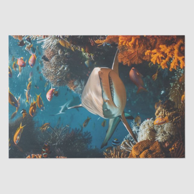Decoupage Shark Ocean Water World Tissue Paper (Front)