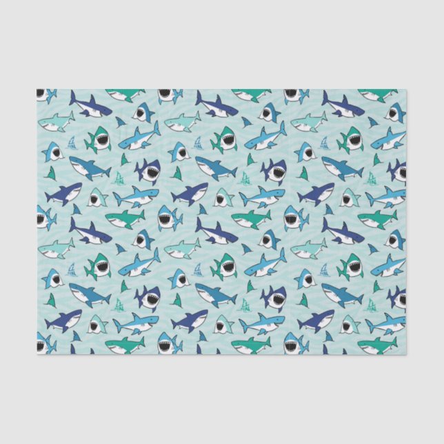 Decoupage Sharks Blue Ocean Sea Tissue Paper (Front)