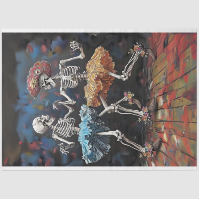 Decoupage Skeleton Couple Dancing Day of Dead Tissue Paper (Front)