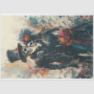 Decoupage Skeleton Couple Wedding Tissue Paper