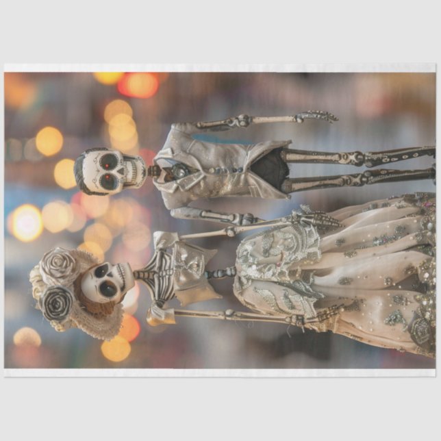 Decoupage Skeleton Married Couple  Tissue Paper (Front)