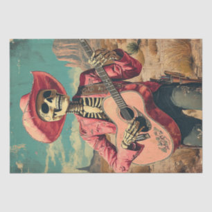 Decoupage Skeleton Sombrero Guitar Player Tissue Paper