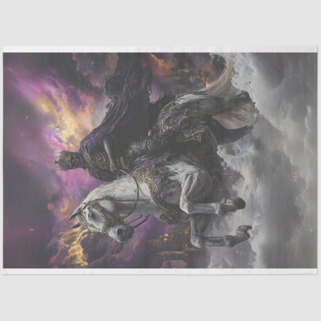 Decoupage Skeleton White Horse Gothic Style Tissue Paper (Front)