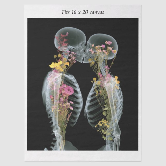 Decoupage Skeletons Kissing Fits 16x20 Canvas  Tissue Paper (Front)