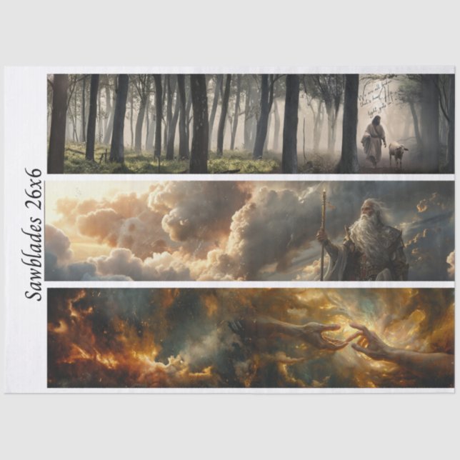 Decoupage Spiritual Journey 26x6 Handsaws  Tissue Paper (Front)