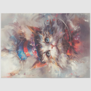 Decoupage Stars & Strips Whiskers Cat USA  Tissue Paper