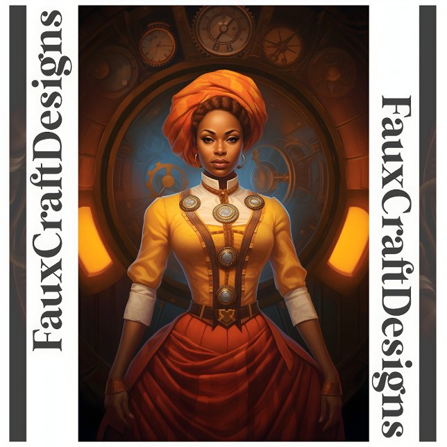 Decoupage Steampunk African Lady Faux Ink 052 Tissue Paper (Creator Uploaded)