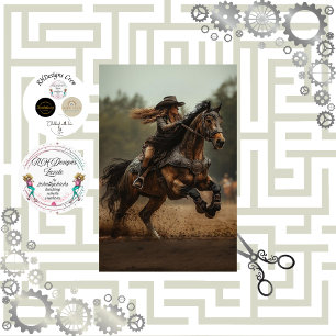 Decoupage Steampunk Cowgirl Horse Rider  Tissue Paper