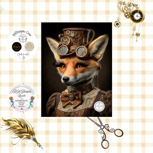 Decoupage Steampunk French Canadian Fox Colleen Tissue Paper